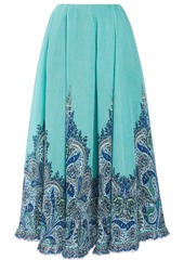 Zimmermann Woman Moncur Printed Plissé-organza Midi Skirt Turquoise