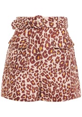 Zimmermann Woman Resistance Safari Belted Leopard-print Linen Shorts Animal Print