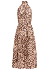 Zimmermann Woman Silk Swing Gathered Leopard-print Silk Crepe De Chine Midi Dress Animal Print