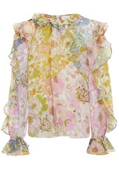 Zimmermann - Super Eight ruffled floral-print cotton and silk-blend voile blouse - Multicolor - 0