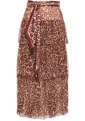 Zimmermann Woman Tiered Leopard-print Silk-crepon Midi Skirt Animal Print