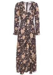 Zimmermann Woman Veneto Ruffle-trimmed Floral-print Linen Maxi Dress Dark Brown
