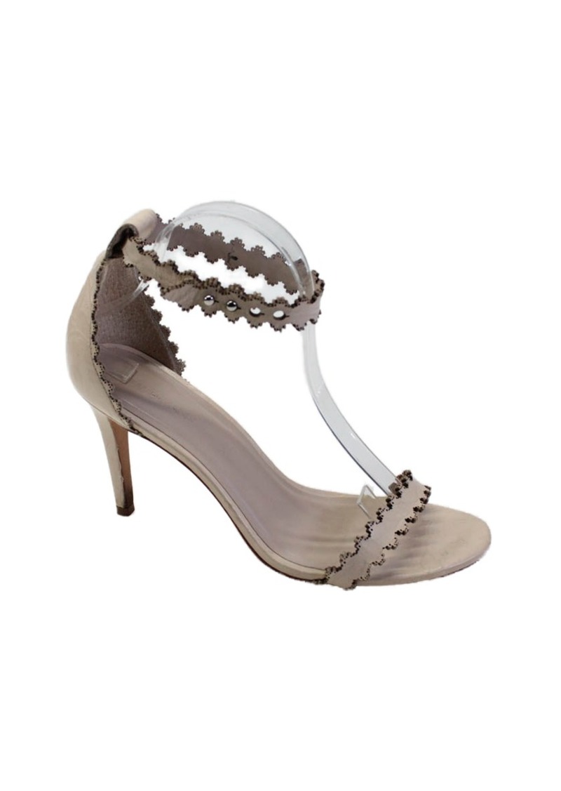 Zimmermann Womens Ankle Strap Open Toe High Heels Leather Beige