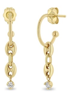 Zoë Chicco 14K Gold & Diamond Huggie Hoop Drop Earrings