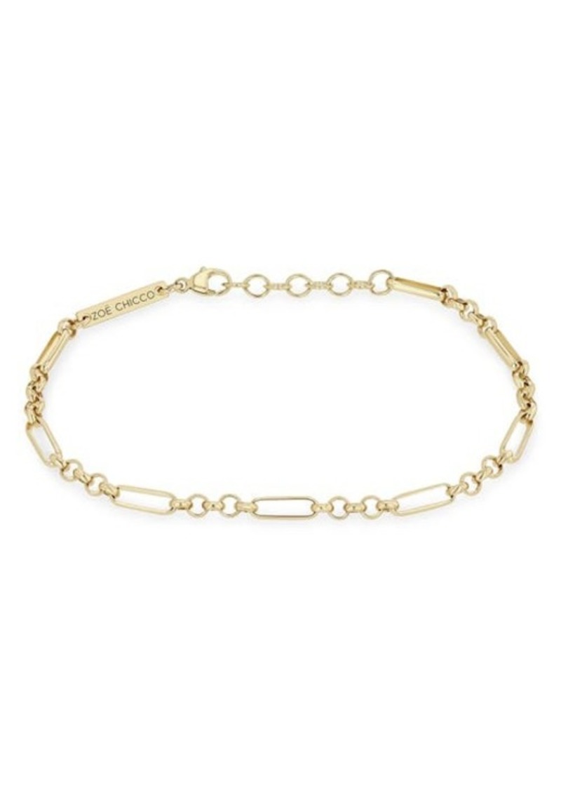 Zoë Chicco 14K Gold Paper Clip Station Chain Bracelet