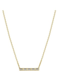 Zoë Chicco Baguette Diamond Bar Pendant Necklace in 14K Yellow Gold at Nordstrom