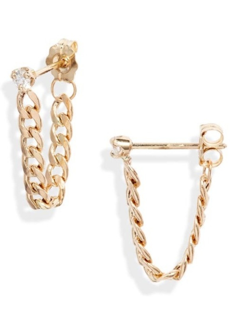 Zoë Chicco Diamond Small Curb Chain Hoop Earrings