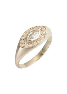 Zoë Chicco Marquis Diamond Signet Ring