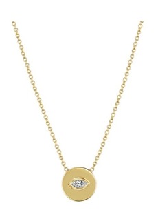 Zoë Chicco Marquise Diamond Coin Pendant Necklace in 14K Yellow Gold at Nordstrom
