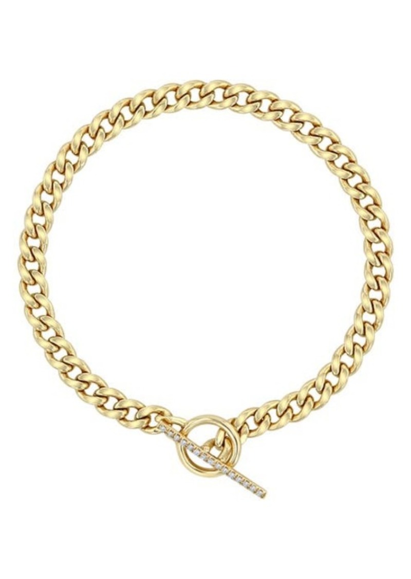 Zoë Chicco Medium Curb Chain Pavé Diamond Toggle Bracelet