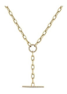Zoë Chicco Medium Square Oval Chain with Pave Diamond Link Necklace
