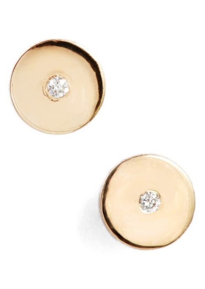 Zoë Chicco Round Disc Center Diamond Stud Earrings