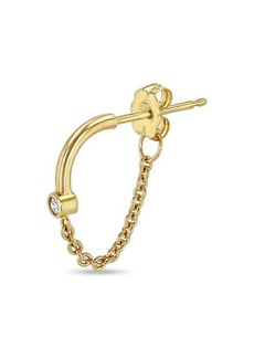 Zoë Chicco Single Diamond Chain Huggie Hoop Earring in 14K Yellow Gold at Nordstrom
