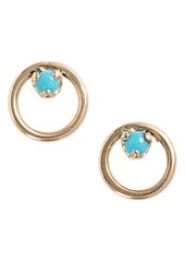 Zoë Chicco Turquoise Circle Stud Earrings in Yellow Gold/Turquoise at Nordstrom