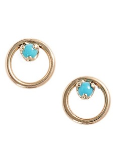 Zoë Chicco Turquoise Circle Stud Earrings in Yellow Gold/Turquoise at Nordstrom