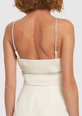 Zuhair Murad Cropped Cady Top W/ Crystal Details