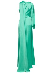 Zuhair Murad Draped Light Satin One-sleeve Long Dress