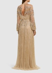 Zuhair Murad Embellished Tulle V Neck Long Dress