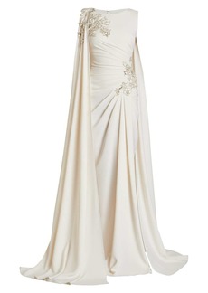 Zuhair Murad Embroidered Cady Cape Gown