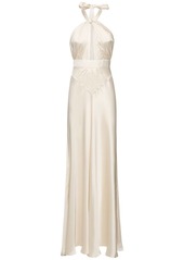 Zuhair Murad Light Satin Crossed Neckline Long Dress