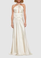 Zuhair Murad Light Satin Crossed Neckline Long Dress