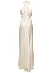 Zuhair Murad Light Satin Crossed Neckline Long Dress