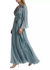 Zuhair Murad V-Neck Beaded Chiffon Gown