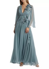 Zuhair Murad V-Neck Beaded Chiffon Gown