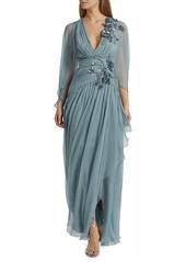 Zuhair Murad V-Neck Beaded Chiffon Gown