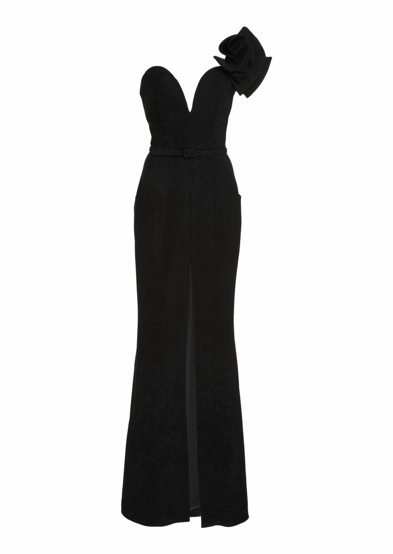 Zuhair Murad - Asymmetric Cady Maxi Dress - Black - FR 36 - Moda Operandi