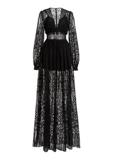 Zuhair Murad - Cathedral Embroidered Tulle Maxi Dress - Black - FR 36 - Moda Operandi