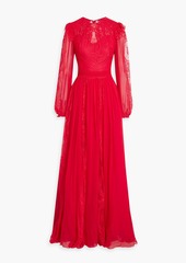 Zuhair Murad - Chantilly lace-paneled chiffon gown - Red - IT 42