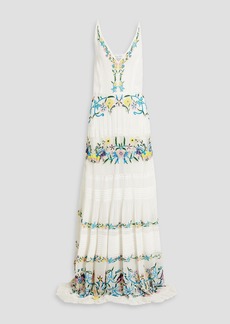 Zuhair Murad - Corded lace-paneled embroidered chiffon maxi dress - White - IT 42