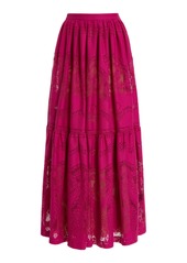 Zuhair Murad - Cotton-Blend Lace Midi Skirt - Pink - FR 46 - Moda Operandi