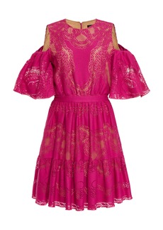 Zuhair Murad - Cotton-Blend Lace Mini Dress - Pink - FR 38 - Moda Operandi