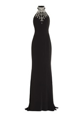 Zuhair Murad - Crystal-Embellished Cady Halter Maxi Dress - Black - FR 34 - Moda Operandi