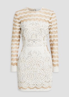 Zuhair Murad - Embellished corded lace and broderie anglaise mini dress - White - IT 40