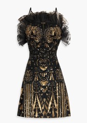 Zuhair Murad - Embellished ruffled tulle mini dress - Black - FR 40