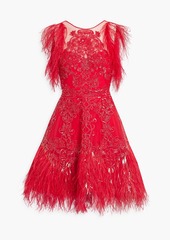 Zuhair Murad - Embellished silk-blend tulle mini dress - Red - FR 34