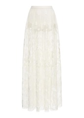 Zuhair Murad - High-Rise Floral-Embellished Skirt - White - FR 46 - Moda Operandi