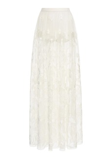 Zuhair Murad - High-Rise Floral-Embellished Skirt - White - FR 46 - Moda Operandi