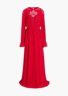 Zuhair Murad - Lace-paneled silk-crepe gown - Red - FR 42