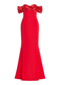Zuhair Murad - Off-The-Shoulder Silk-Cady Maxi Dress - Red - FR 36 - Moda Operandi