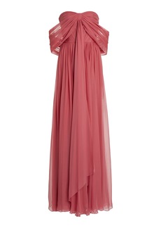 Zuhair Murad - Off-The-Shoulder Silk Chiffon Maxi Dress - Pink - FR 36 - Moda Operandi