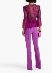 Zuhair Murad - Ruffled corded lace and point d'esprit blouse - Purple - FR 40