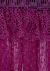 Zuhair Murad - Ruffled corded lace and point d'esprit blouse - Purple - FR 40