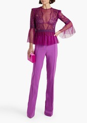 Zuhair Murad - Ruffled corded lace and point d'esprit blouse - Purple - FR 40