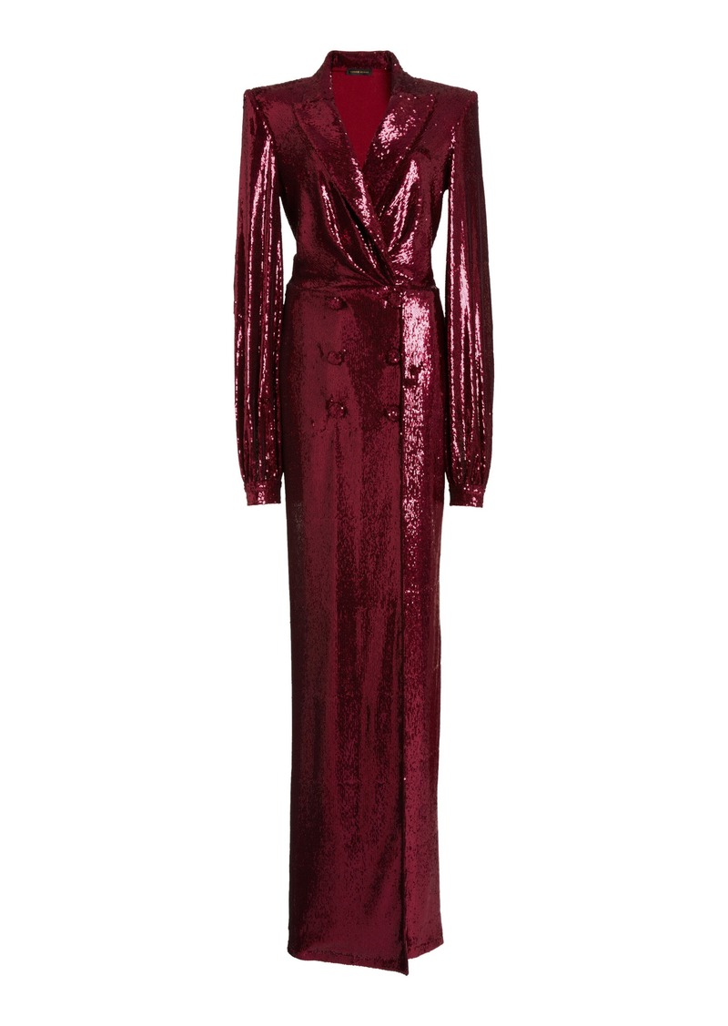 Zuhair Murad - Sequined Double-Breasted Maxi Blazer Dress - Red - FR 36 - Moda Operandi