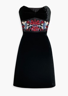Zuhair Murad - Strapless embellished satin and velvet mini dress - Black - FR 38