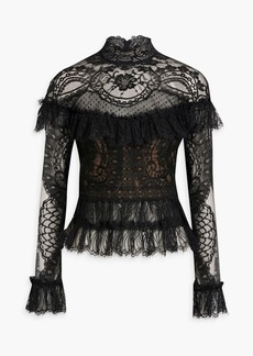 Zuhair Murad - Swiss-dot and Chantilly lace blouse - Black - FR 38